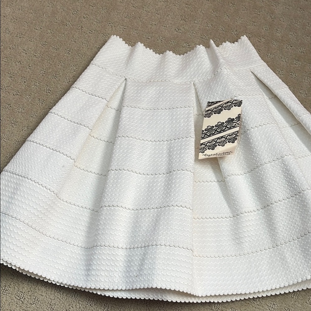 White Pleated A-Line Cocktail Skirt